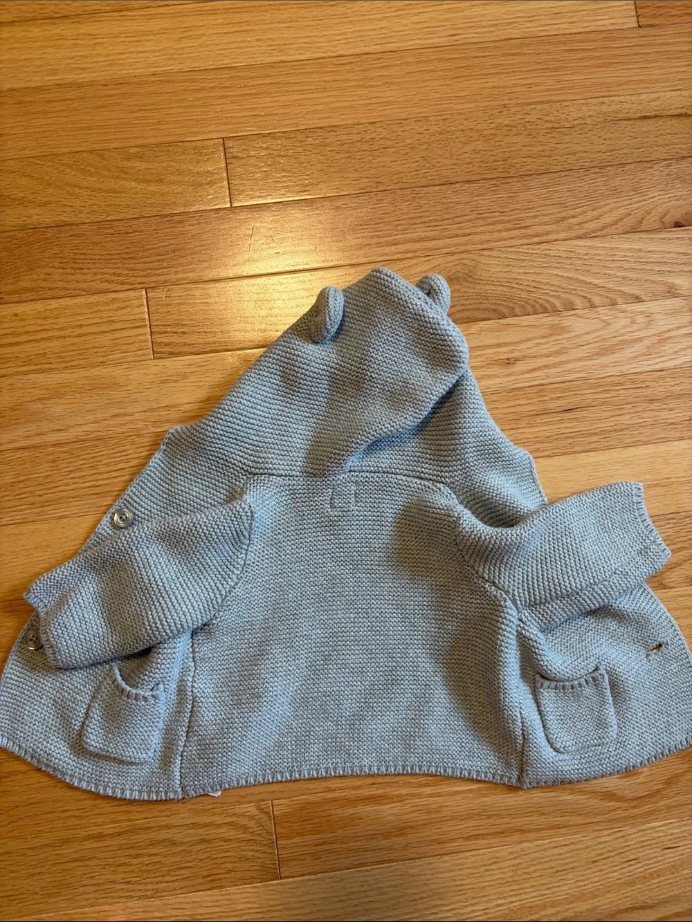 Cozy Light Gray Baby Knit Hooded Cardigan with Ears
